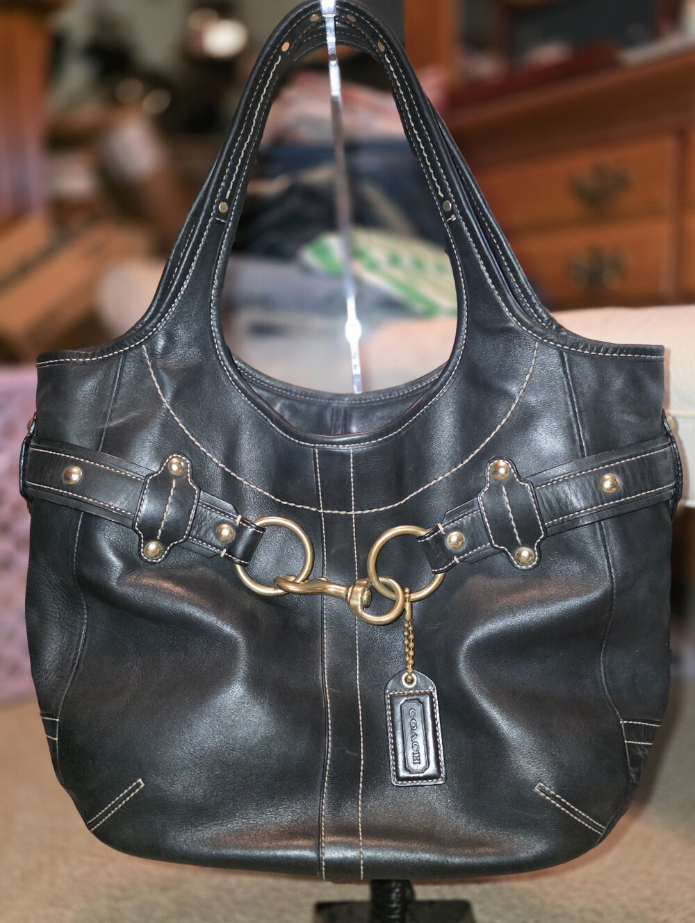 COACH BLACK XL ERGO BELTED TOTE! 2007 Y2K NEAR NEW!